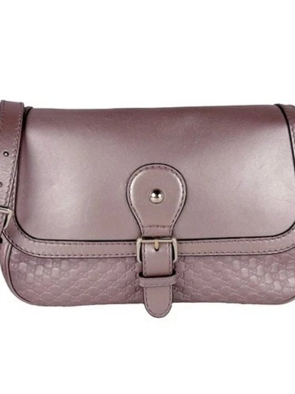 Auth GUCCI Micro Guccissima Shoulder Bag Metallic Pink Beige Leather - z11023